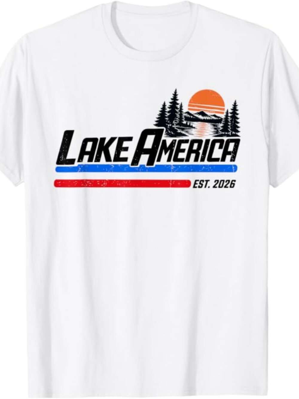 Retro Sunset Lake America Est 2026 American T-Shirt